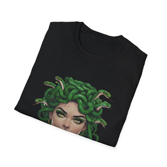 Handmade Medusa Graphic T-Shirt Black Mythical Serpent Goddess Tee Size S - Picture 3 of 5